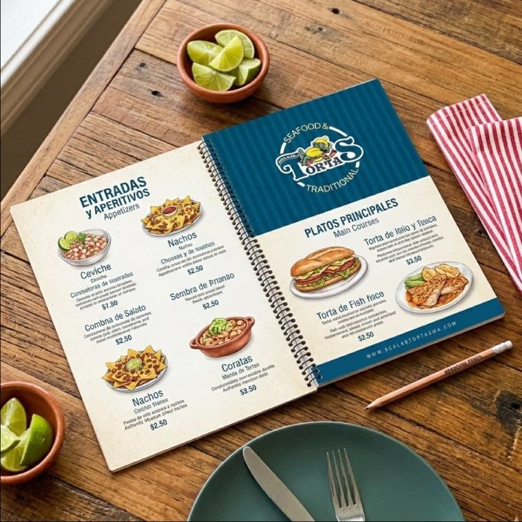 Multi-Page Booklet Menu Card