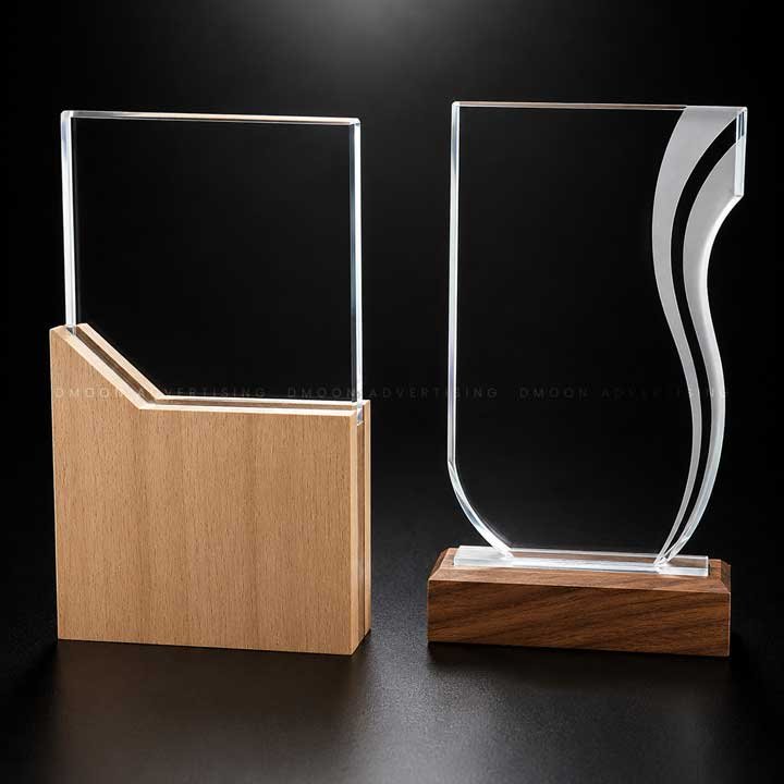 Wood Base Crystal Recognition Award