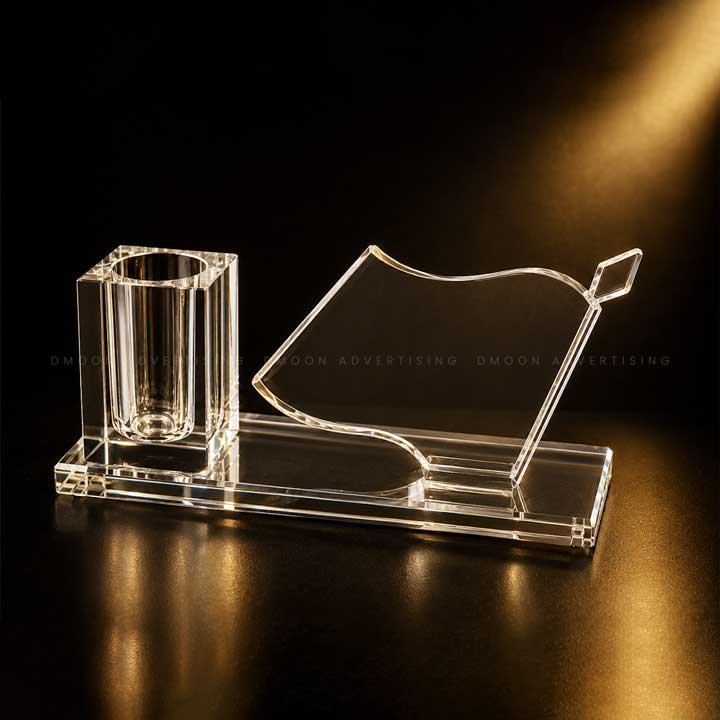Crystal Flag Executive Desk Set