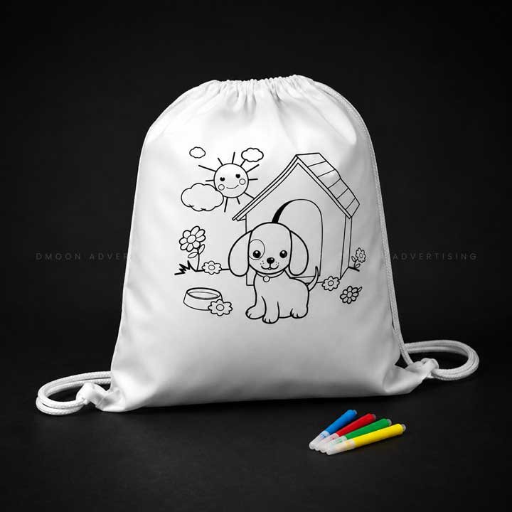 Kids DIY Coloring Drawstring Bag