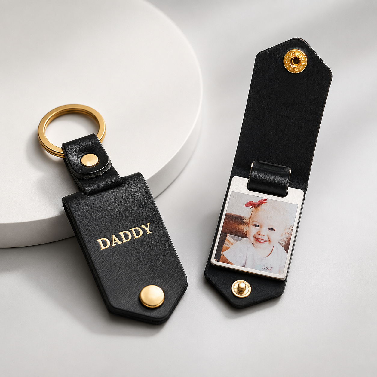 Personalized Leather Photo Keychain