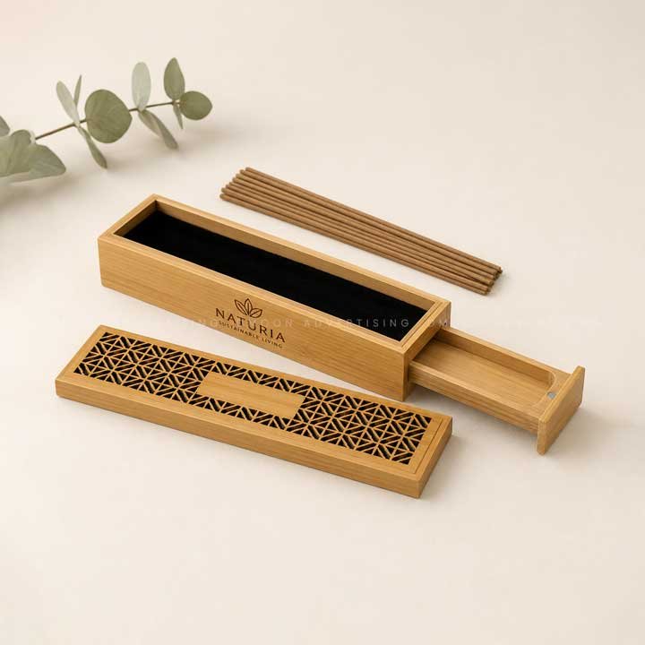 Wooden Incense Burner with Drawer & 10 Oud Sticks