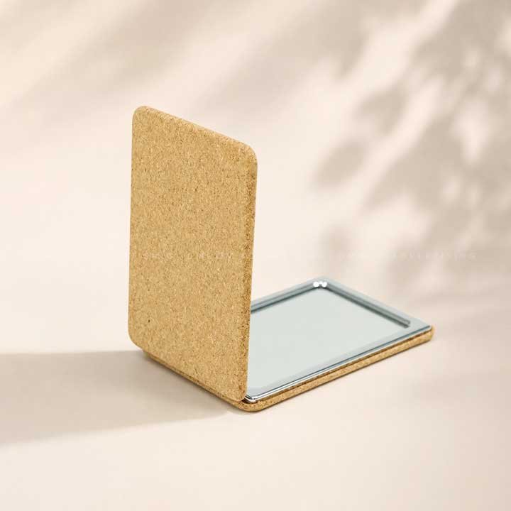 Rectangle Cork Pocket Mirror