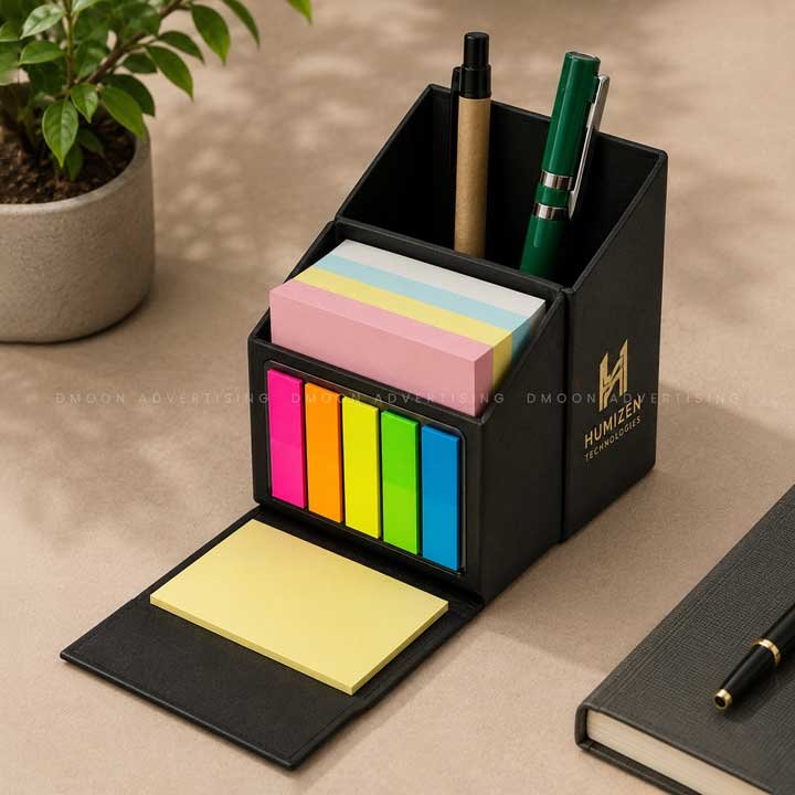 Foldable Sticky Note Memo Pad Set with Pen Holder
