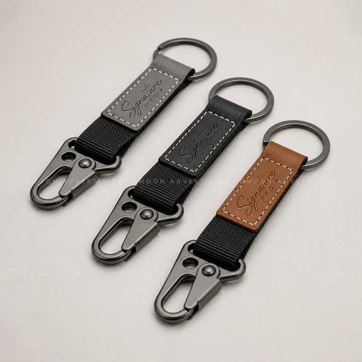 Metal Key Chains with Leather Strap