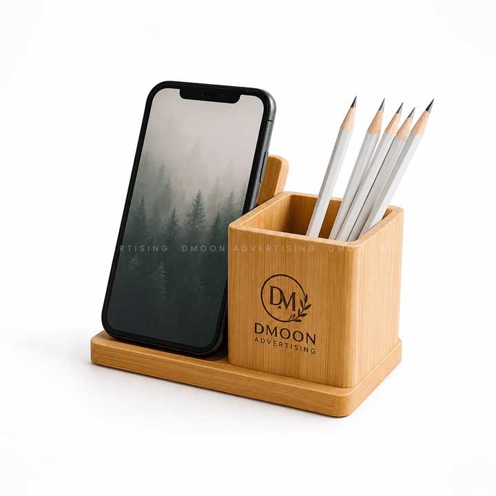 Bamboo Pen Holder with 10W Wireless Charger